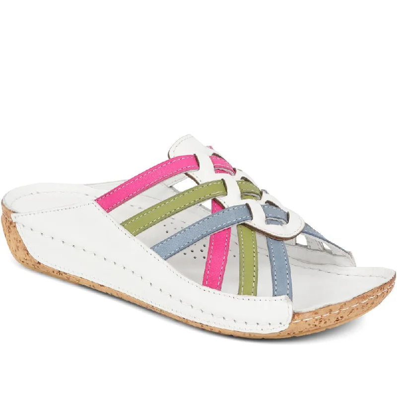 Economic Outlook Leather Woven Wedge Mule Sandals - KARY39025 / 325 505 - Multi