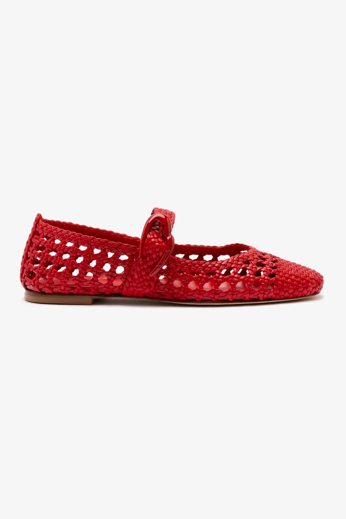 Exquisite Embroidery Verona Macrame Ballet Flat In Scarlet Leather
