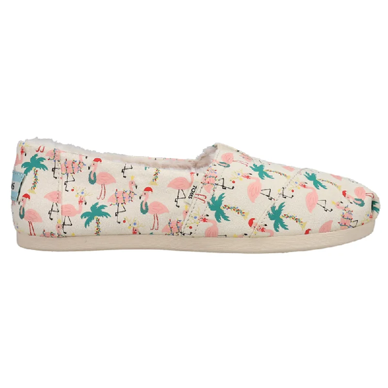 Sports Fashion Alpargata Cozy Holiday Flamingos Graphic Slip On Flats