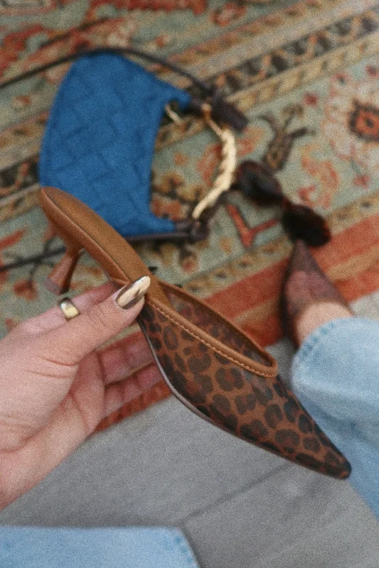 High-end Sense Brienne Mid Heel Mule Pumps - Leopard