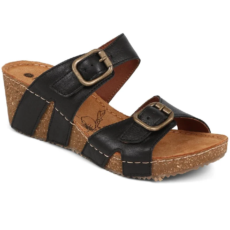 Fresh Wear Wedge Heeled Mules  - MUYA39013 / 325 538 - Black