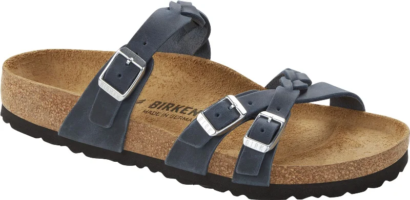 Luxury Fashion Franca Braided Oiled Leather Classic Footbed in Navy