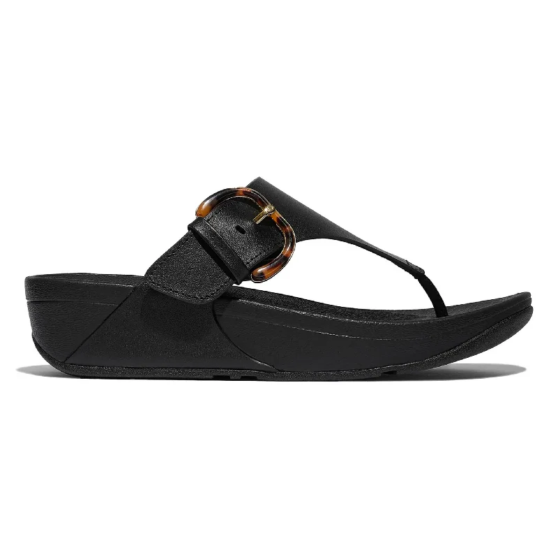 Comfortable Wear FitFlop Women's Lulu Toe-Post Buckle Black/Tortoise