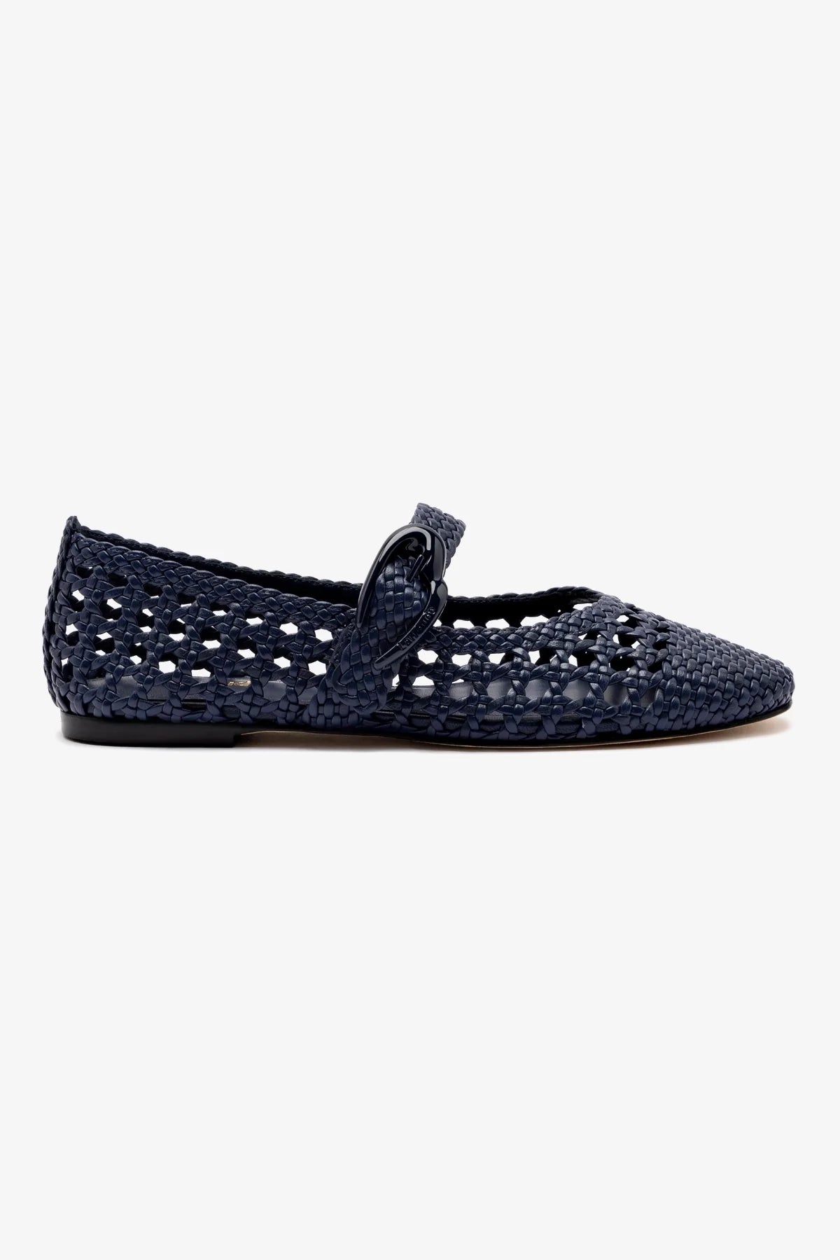 Unique Prints Verona Macrame Ballet Flat In Navy Leather