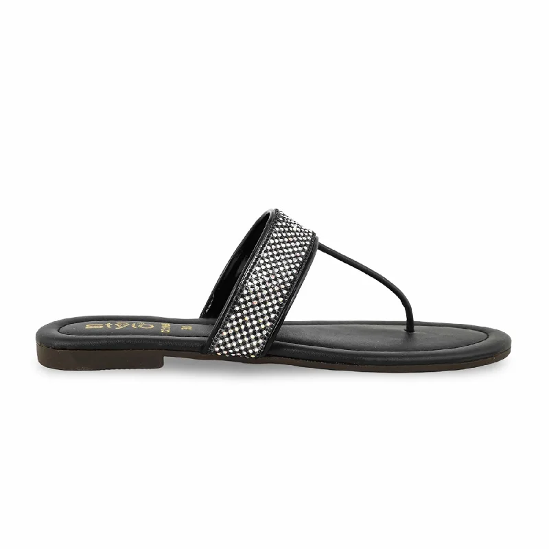 Free And Comfortable Black Casual Chappal For Ladies CL1988