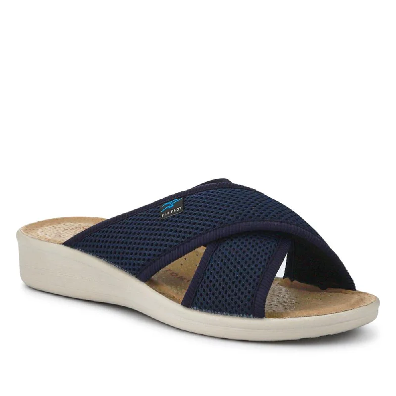 Personalized Outfit Strappy Leather Self-Moulding Mules - FLY41032 / 326 674 - Blue