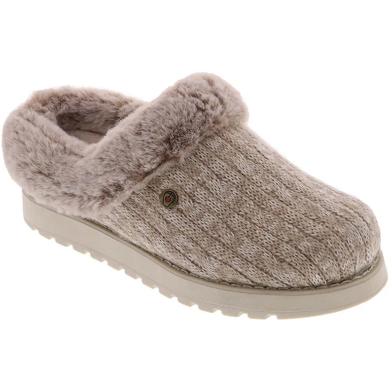 Energy Wear BOBS From Skechers Womens Keepsakes Ice Angel Cable Knit Faux Fur Clogs