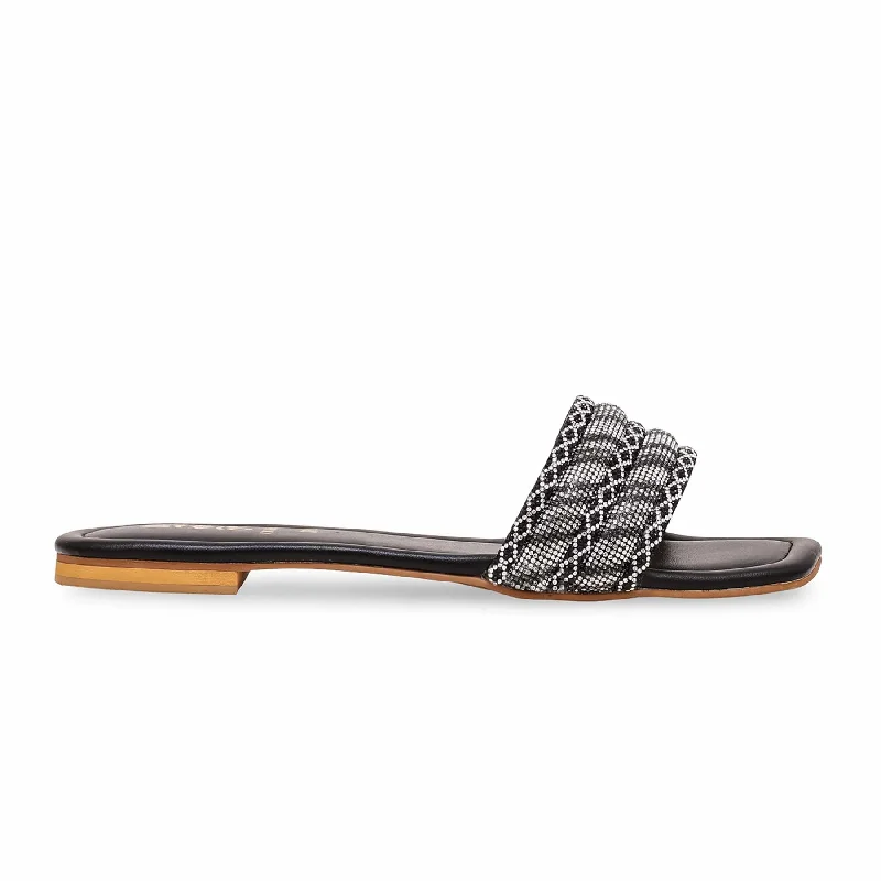 Noble And Elegant Black Fancy Slipper FN7892