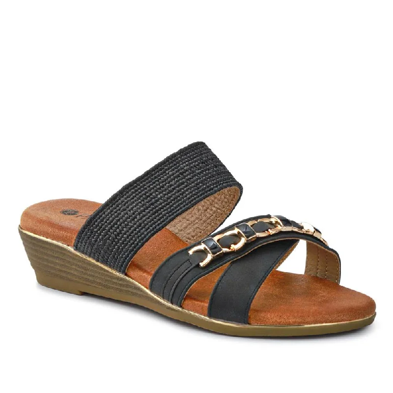Personalized Series Wedge-Heeled Slip-On Mules - BAIZH41009 / 327 283 - Black