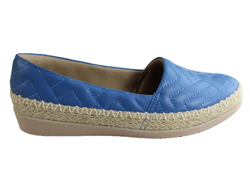 Versatile Items Usaflex April Womens Comfort Leather Espadrille Shoes Made In Brazil