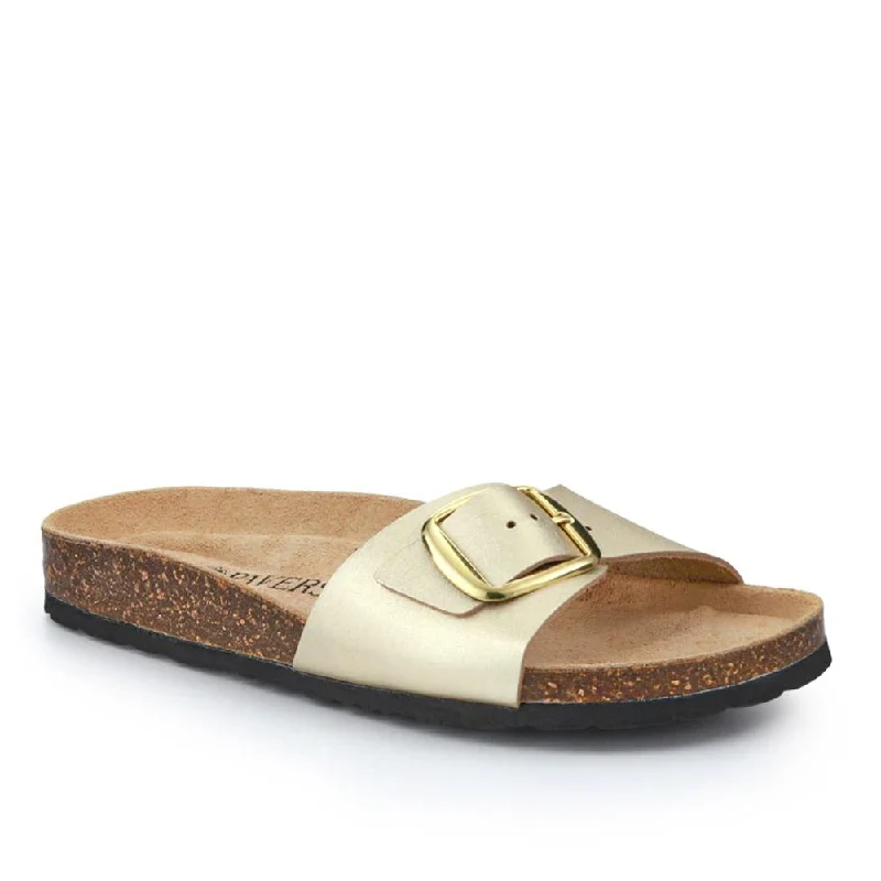 Cute Design All-Leather Slip-On Mules - PATRI39014 / 326 634 - Gold