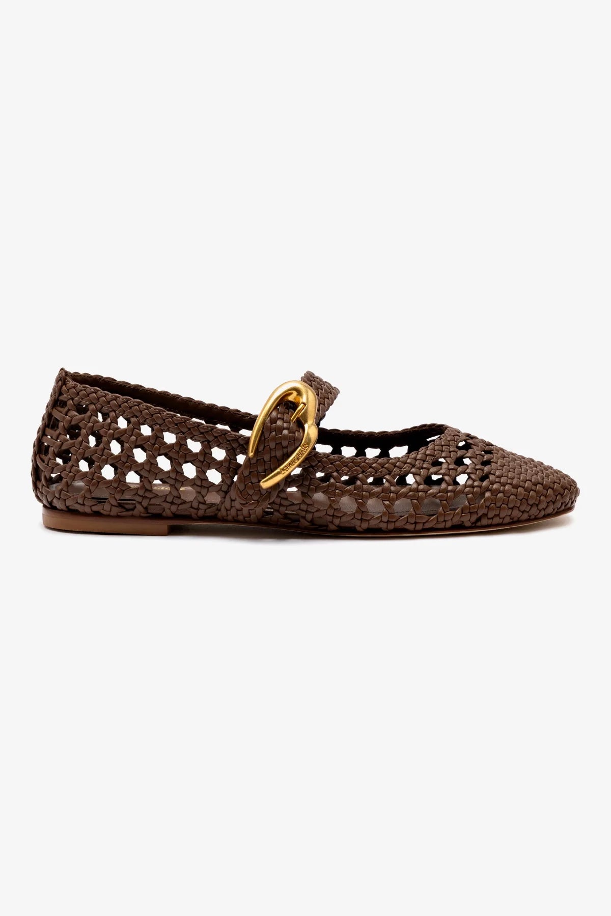 Trendy Items Verona Macrame Ballet Flat In Burnt Umber Leather