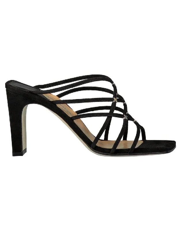 Trendy Items Strappy Black Leather Sandals