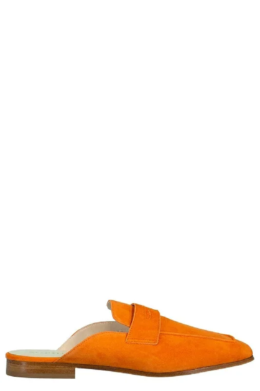 Romantic Data Orange Riviera Suede Leather Mule