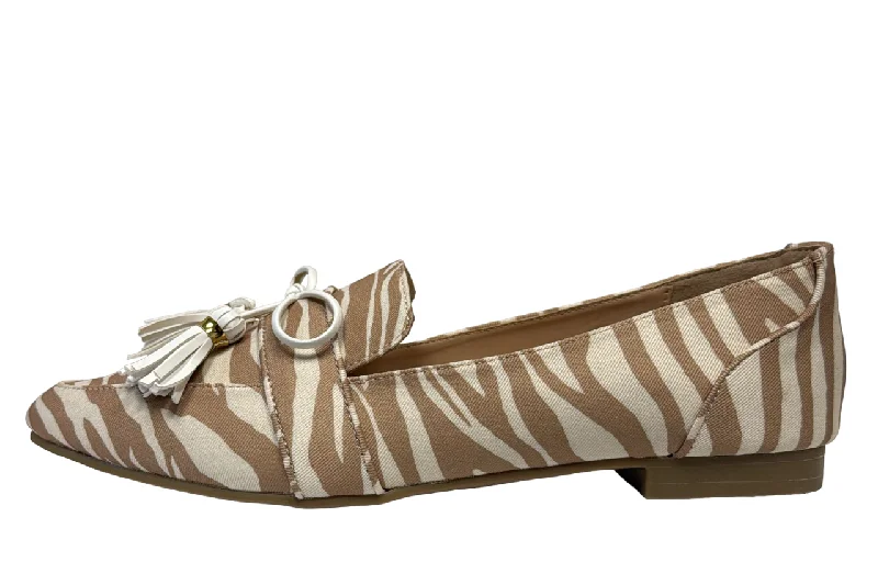 Printed Patterns Beige Zebra Bow Penelope Loafer