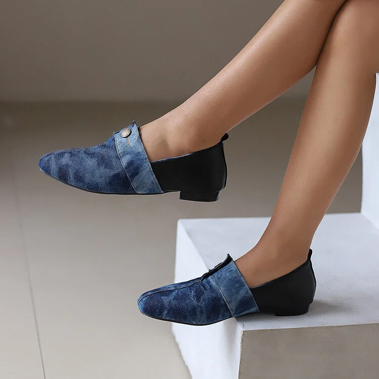 Fashion Expert Women's Patchwork Round Toe Flat Loafers