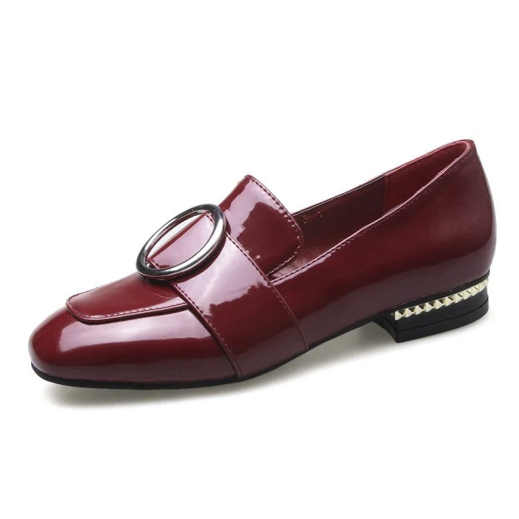 Street Fashion Buckle Square Toe Loafers Women Flat Shoes 8651