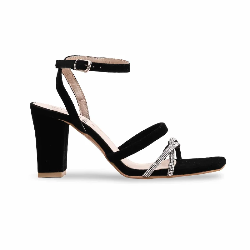Breathable Design Black Fancy Sandal FN5896