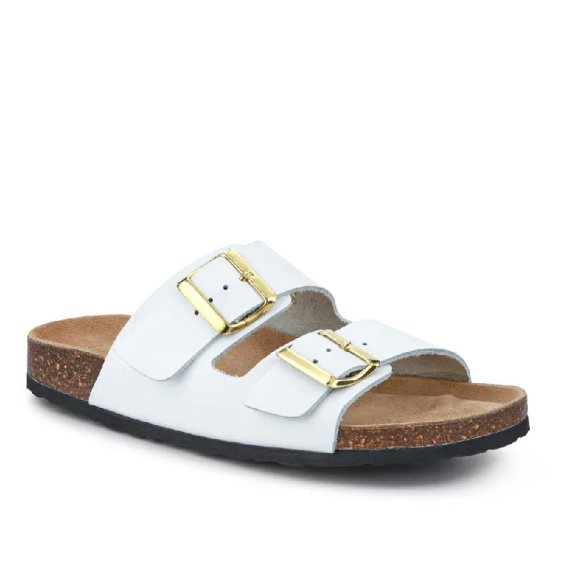 New Season Series All-Leather Casual Mule Sandals - PATRI39010 / 326 633 - White