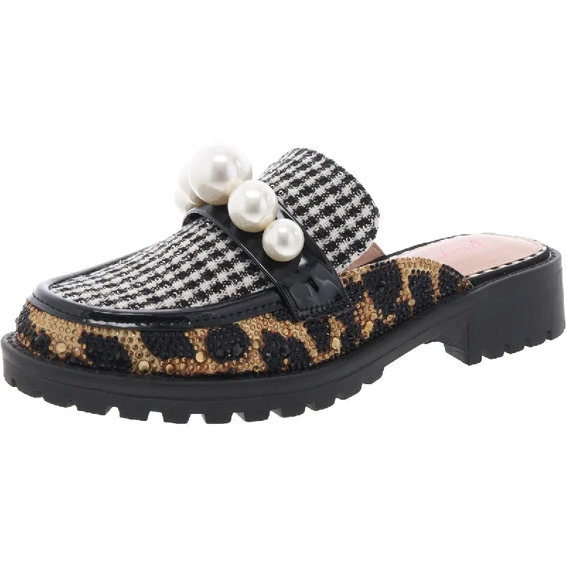 Lace Design Betsey Johnson Womens Norah Embellished Lugged Sole Loafers