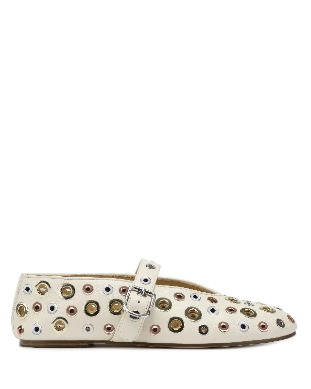 High-end Customization Alana Eyelet Bone Sheep Leather