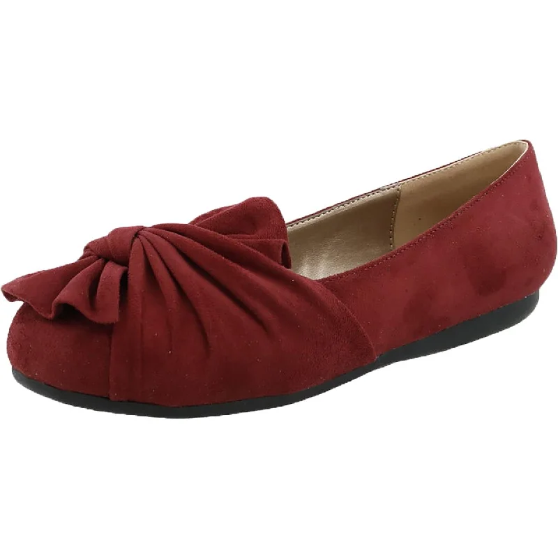 Exquisite Craftsmanship Bellini Womens Snug Faux Suede Ruched Ballet Flats
