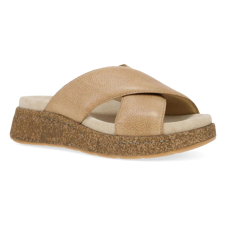 Versatile Itinerary Bridget Platform Cork Sandal in Suede Honey