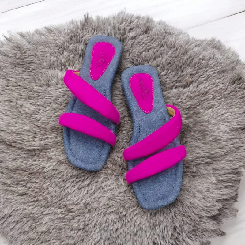 Fashion And Simplicity CASSIEY Stylish Slaone Casuals Blue pink Flat For Women