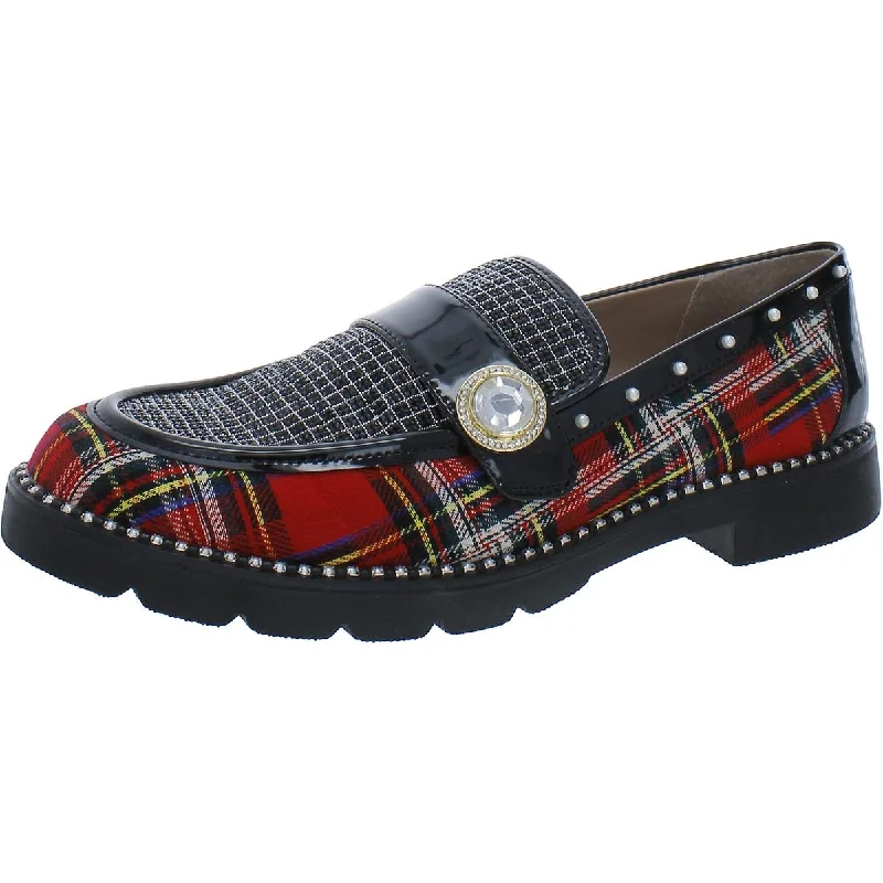 Fashion Wear Betsey Johnson Womens Mariam Patent Trim Embellished Loafers