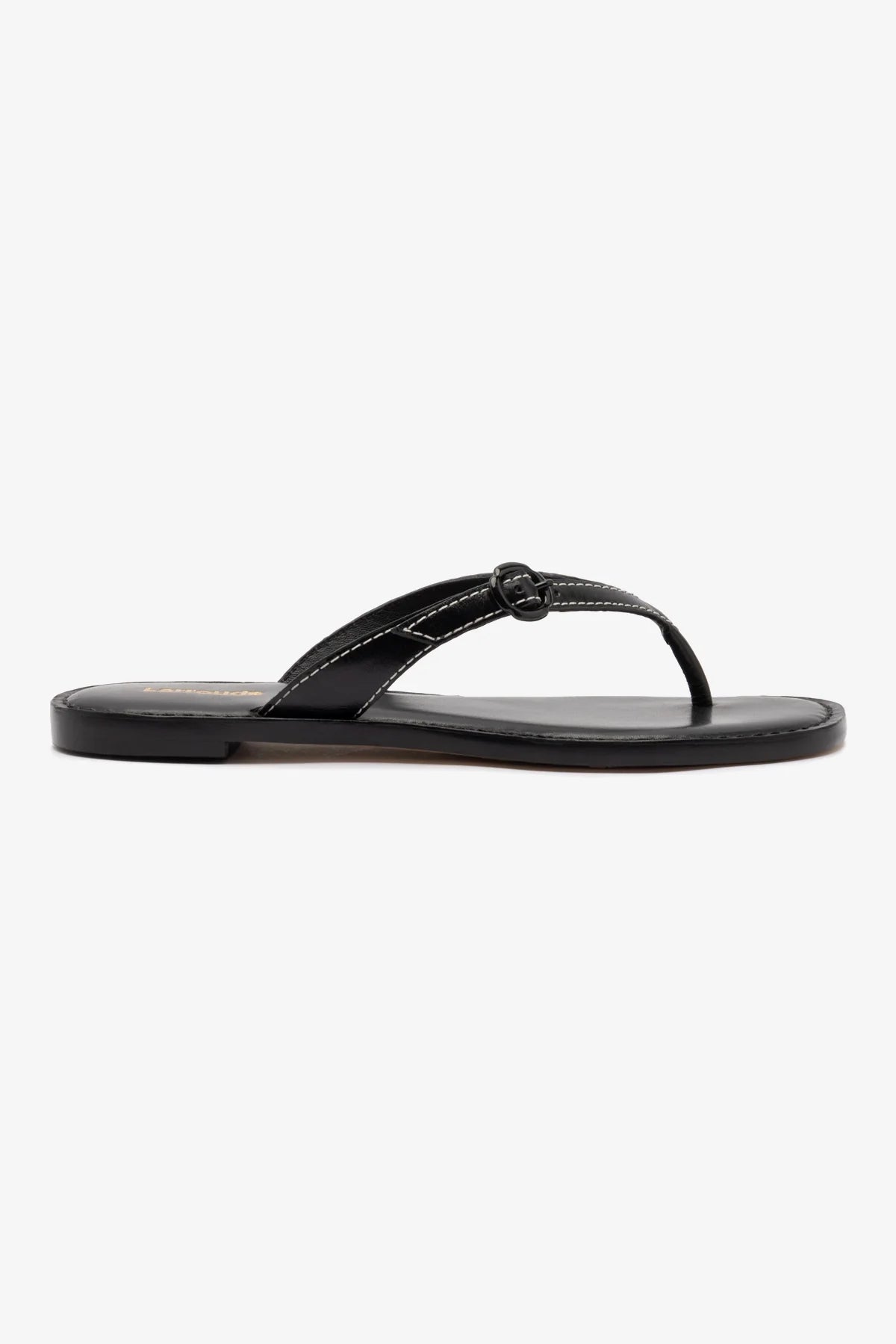 Sweet Breath Mary Kate Flat Sandal In Black Leather
