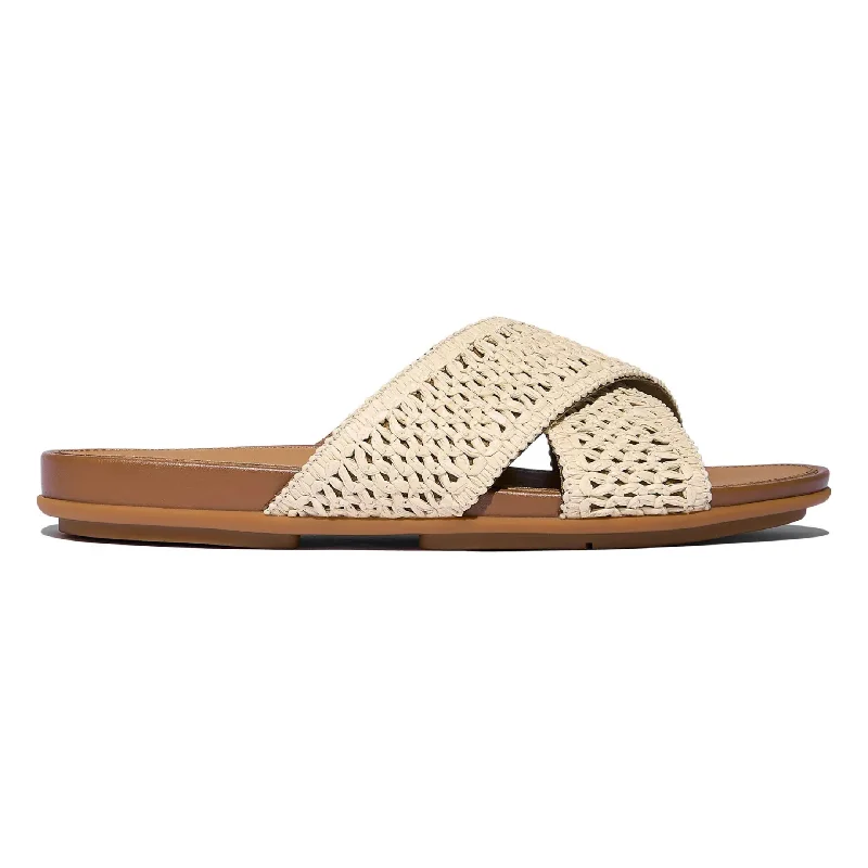 Simple Design FitFlop Women's Gracie Woven Cross Deep Tan/Ivory