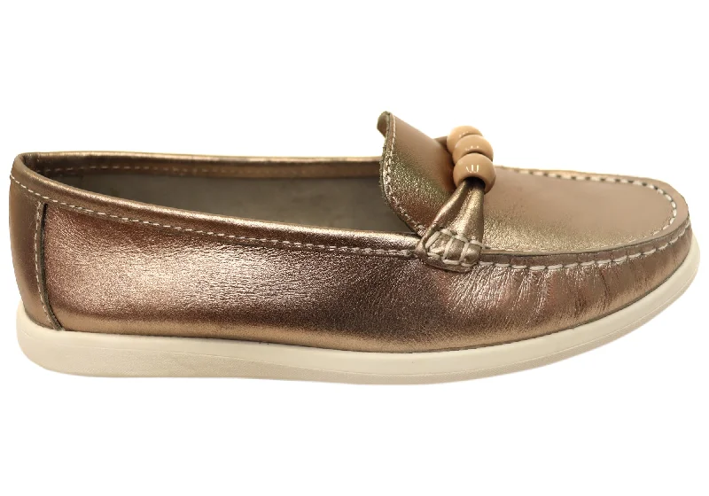 Retro Design Andacco Shuttle Womens Comfortable Leather Loafers Made In Brazil
