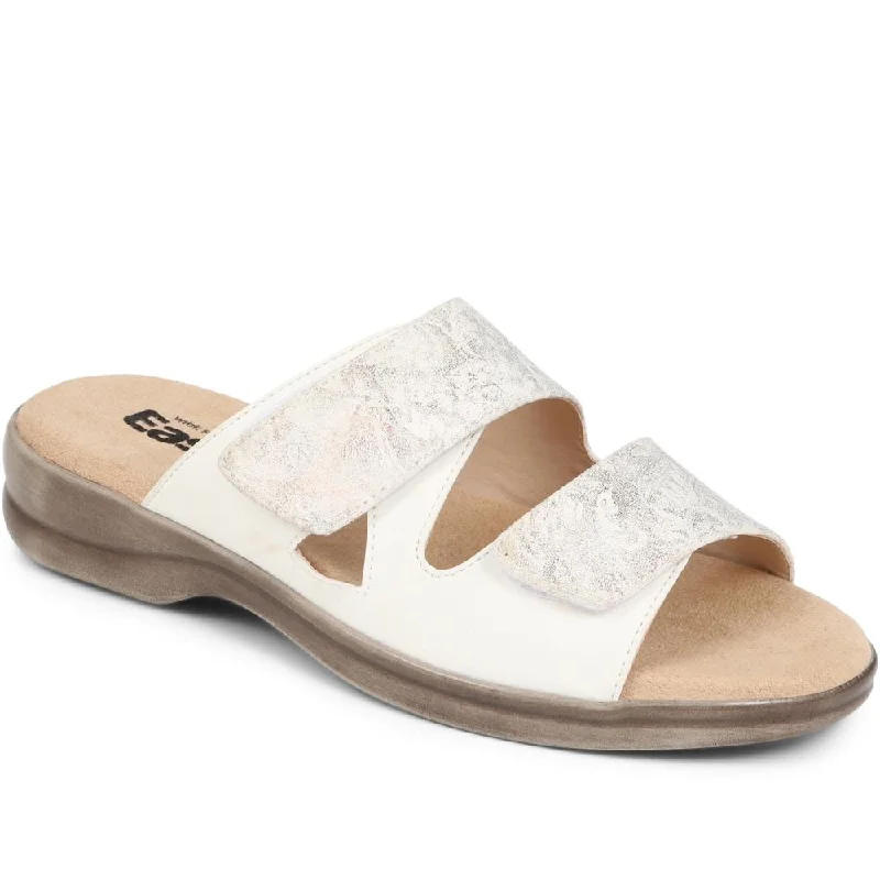 Fresh And Capable Touch-Fasten Adjustable Mule Sandals  - LIZ / 325 646 - White-Silver