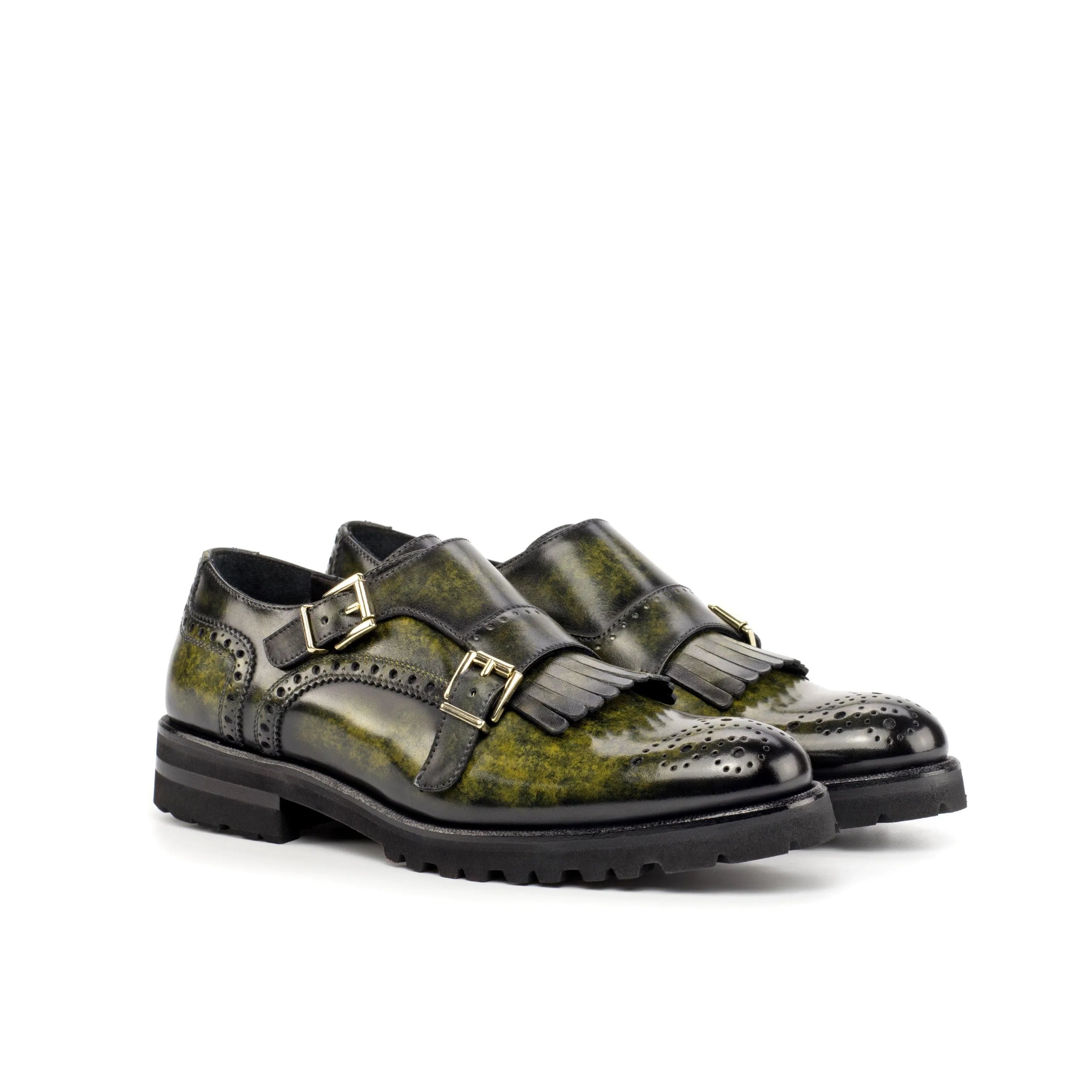 High-end Customization Juju Kiltie Patina Womens Monk Strap