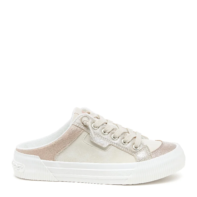 Celebrity Style Cheery Bronze Color Block Mule Sneaker