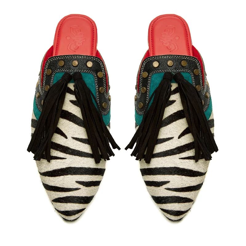 Simple Design Zebra Cone Mules Women