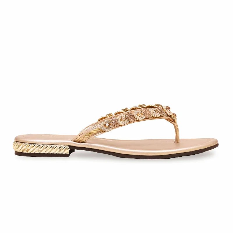 Goddess Style Golden Fancy Chappal FN0772