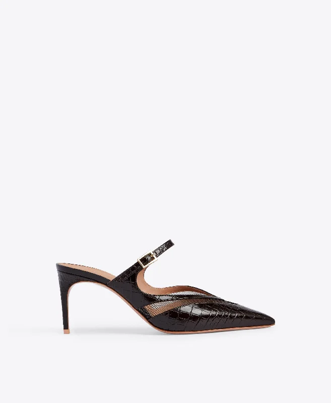 Comfortable Series Cristi 70 Dark Brown Leather Mules