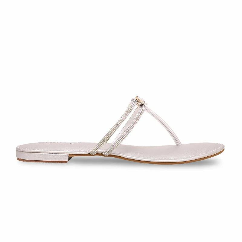 Youthful Style Silver Fancy Chappal FN0735