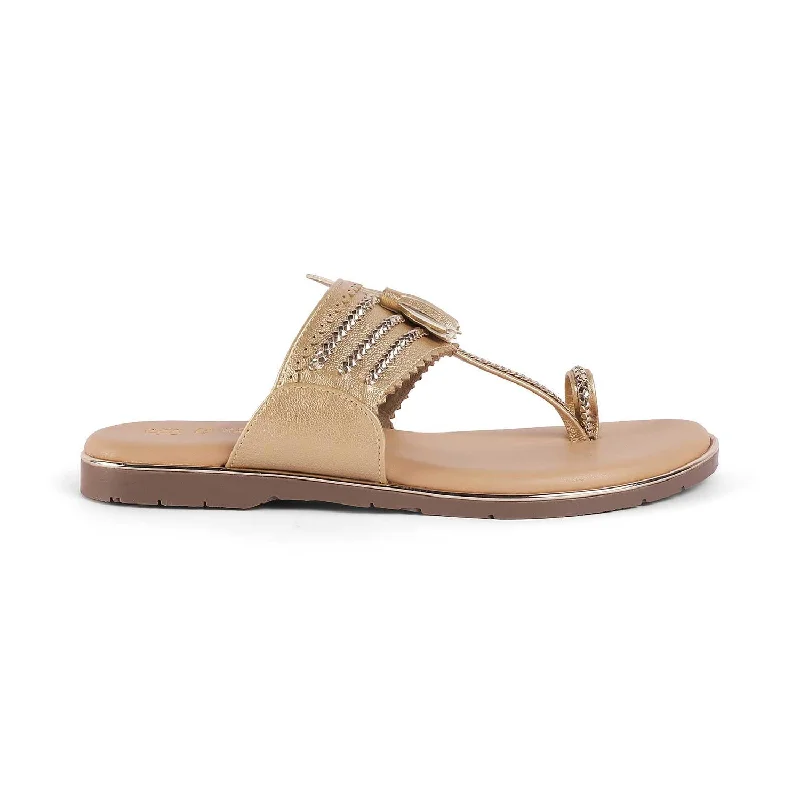 Fashion And Simplicity Tresmode Mekol Gold Women's Dress Flats