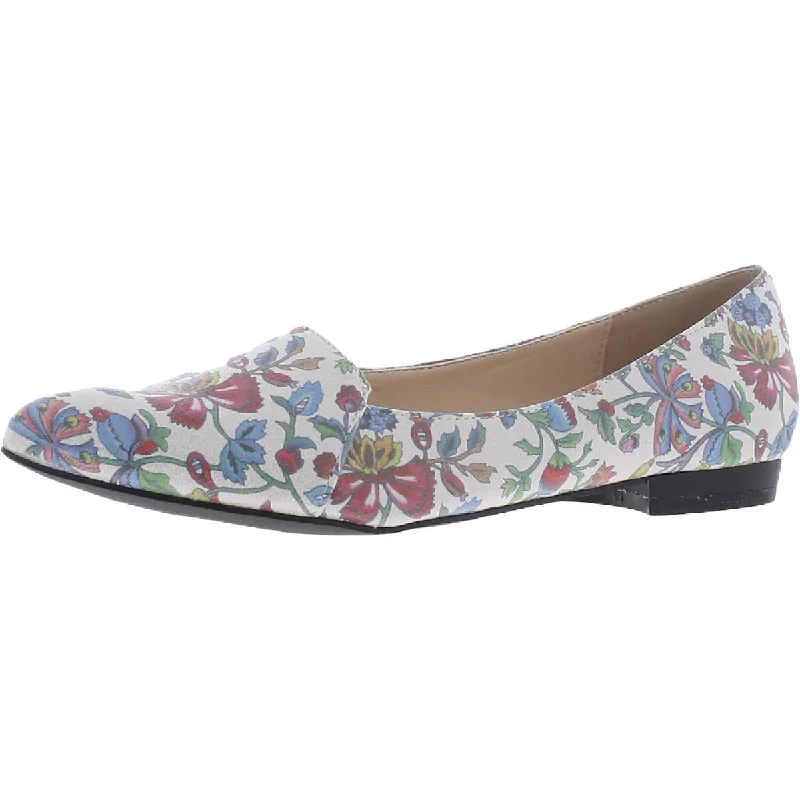 High-end Design Bellini Womens Flora Flower Faux Leather Slip On Pointed Toe Flats