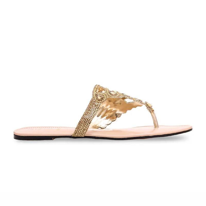 Celebrity Picks Golden Fancy Chappal FN0725