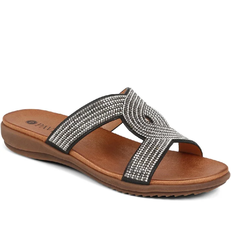 Celebrity Picks Embellished Mule Sandals  - BAIZH39049 / 325 270 - Black