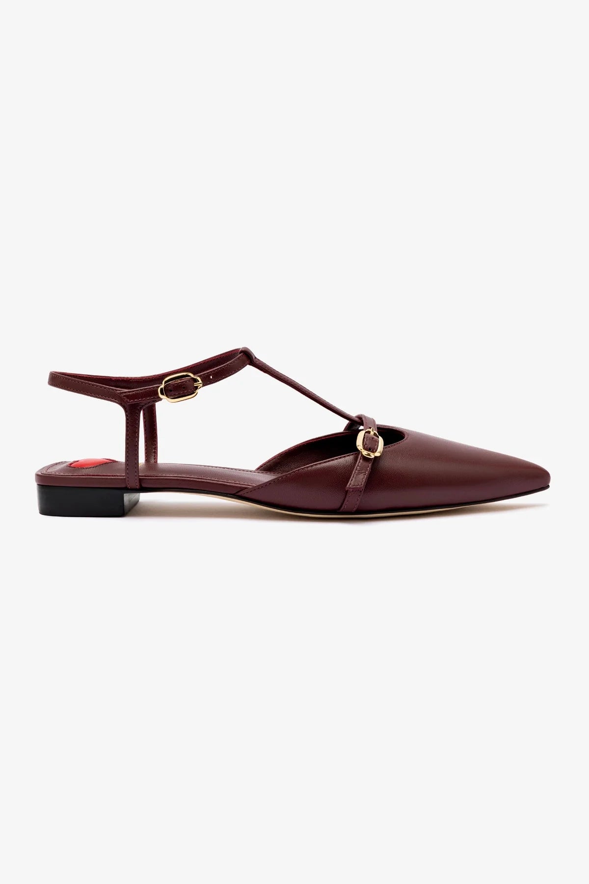 Celebrity Style Grace Flat In Burgundy Leather