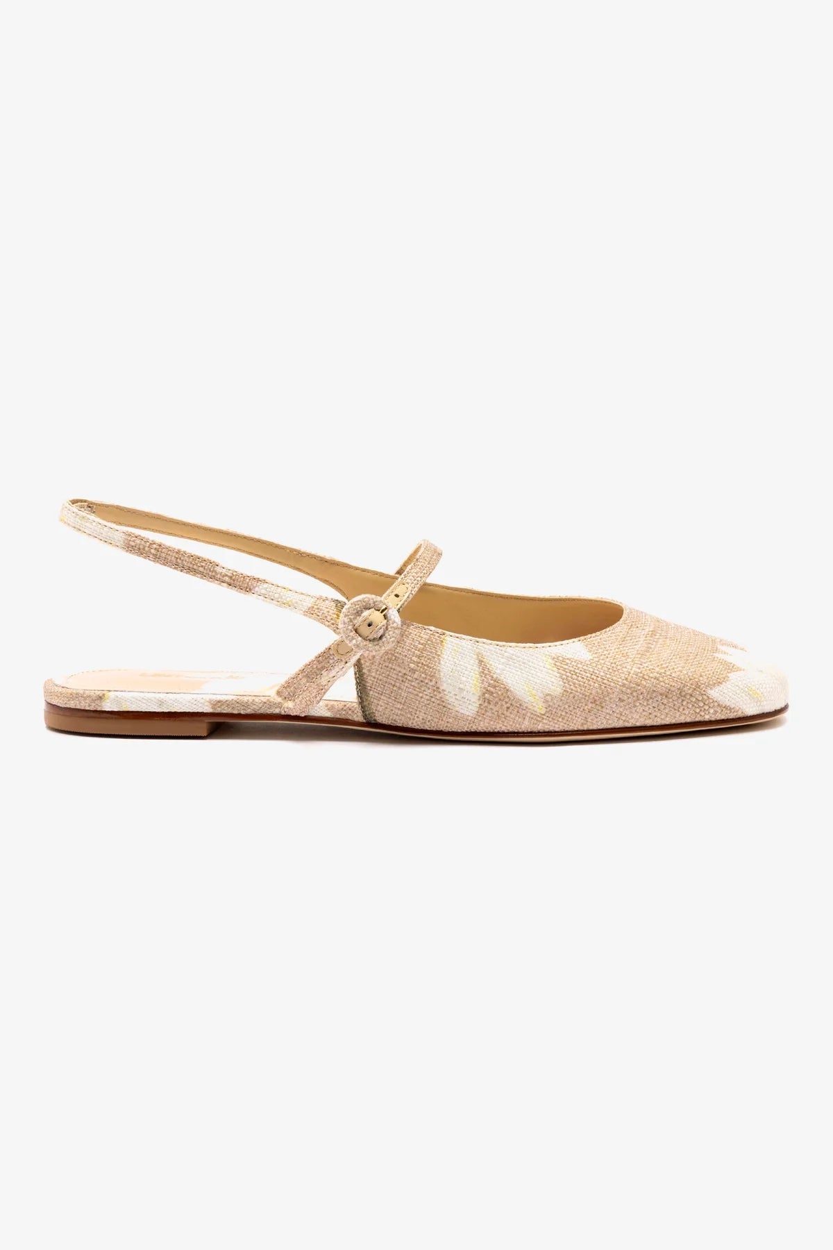 Comfortable Mind Georgina Ballet Flat In Beige Printed Raffia