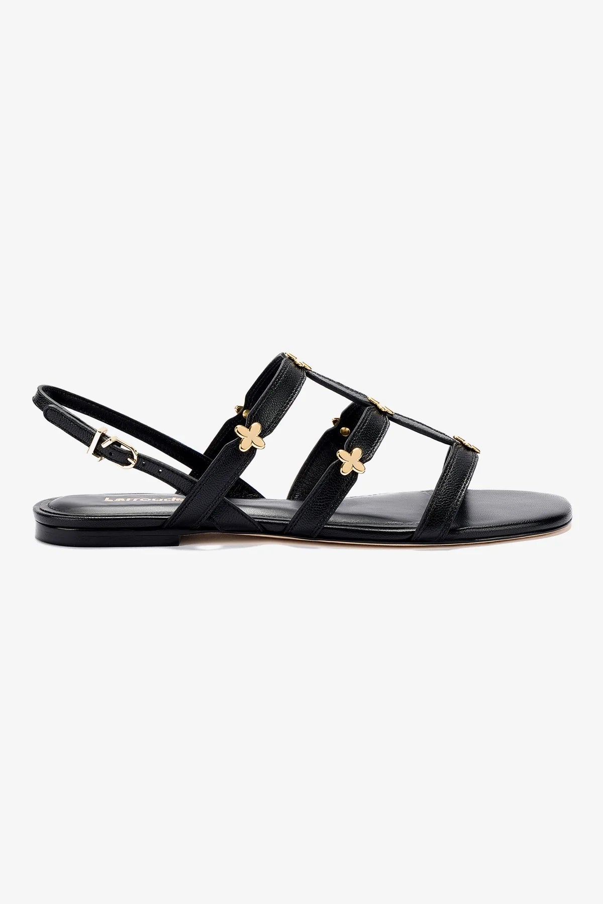 Quality Tailoring Harmony Flat Sandal In Black Leather