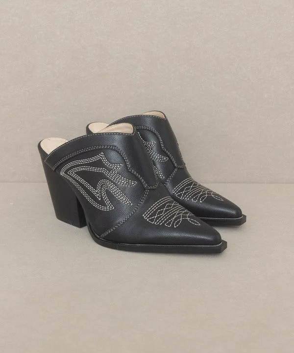 Exquisite Details Chiavo  - Western Inspired Heeled Mule For Women