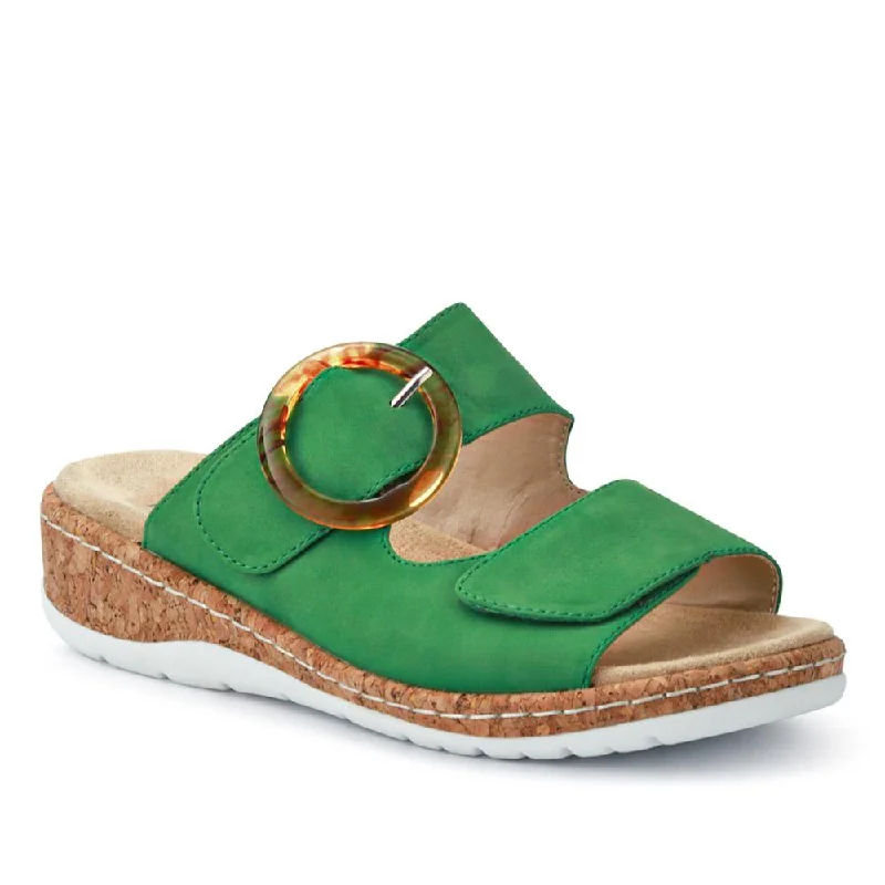 Comfortable Mind Wide-Fit Dual-Fasten Mules - WBINS41103 / 327 398 - Green