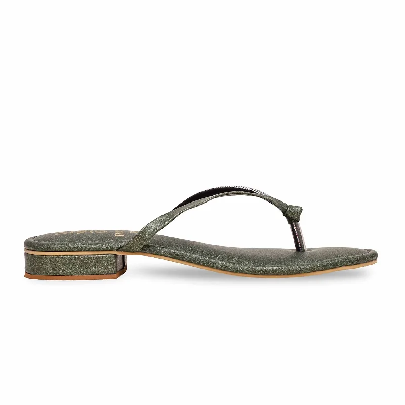 Lace Design Green Fancy Chappal FN0767