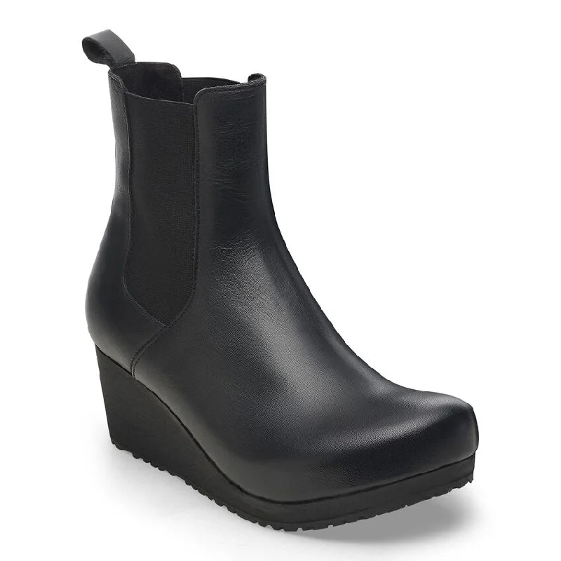 Lace Design Ebba Wedge Slip On Ankle Boot in Black